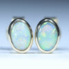 Natural Australian Coober Pedy Crystal Opal 14k Gold Stud Earrings