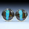 Natural Australian Queensland Boulder Opal Gold Stud Earrings