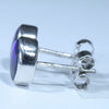 Australian Black Opal Silver Earrings (7mm x 6mm) Code - V84