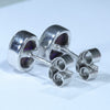 Australian Black Opal Silver Earrings (7mm x 6mm) Code - V84