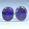 Natural Australian Lightning Ridge Black Opal Silver Studs Earrings