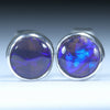 Natural Australian Lighting Ridge Black Opal Silver Stud earrings