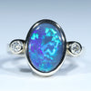 Natural Australian Solid Lightning Ridge Black Opal Gold and Diamond Ring