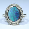 Natural Australian Black Opal Gold and Diamond Ring