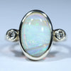 Natural Australian Solid Queensland Crystal Opal Gold and Diamond Ring