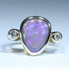 Natural Australian Lighting Ridge Black Crystal Opal Gold and Diamond Ring