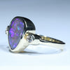 Lightning Ridge Black Crystal Opal and Diamond Gold Ring - Size 7.25 US Code - T24