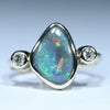 Natural Australian Lightning Ridge Black Opal Gold and Diamond Ring