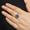 Lightning Ridge Black Opal and Diamond  Gold Ring Size 8 Code - T28