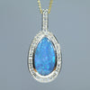 Natural Australian Lightning Ridge Black Opal Gold and Diamond Pendant