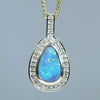 Natural Australian Queensland Boulder Opal Gold and Diamond Pendant