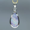 Natural Australian Black Opal Gold and Diamond Pendant
