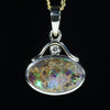Natural Australian Queensland Boulder Opal Gold and Diamond Pendant