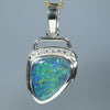 Natural Australian Black Opal Gold and Diamond Pendant
