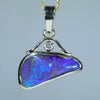 Natural Australian Queensland Boulder Opal Gold and Diamond Pendant