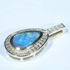 Natural Australian Boulder Opal and Diamond Gold Pendant (10mm x 6.5mm) Code - X6