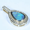 Natural Australian Boulder Opal and Diamond Gold Pendant (10mm x 6.5mm) Code - X6