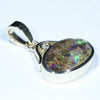 Natural Australian Boulder Opal and Diamond Gold Pendant (16 mm x 10.5 mm) Code - X24