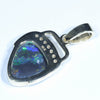 Lightning Ridge Solid Black Opal and Diamond Gold Pendant (13mm x 11mm ) Code - X5