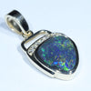 Lightning Ridge Solid Black Opal and Diamond Gold Pendant (13mm x 11mm ) Code - X5