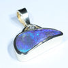 Natural Australian Boulder Opal and Diamond Gold Pendant (18mm x 9mm) Code - X22