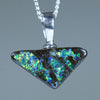 Natural Australian Solid Queensland Boulder Opal Silver Pendant 