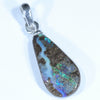 Australian Boulder Opal Silver Pendant with Silver Chain (18mm x 9mm) Code - Y302