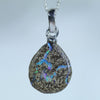 Natural Australian Boulder Opal Silver Pendant