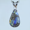 Natural Australian Boulder Opal Silver Pendant 
