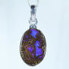 Natural Australian Boulder Opal Silver Pendant