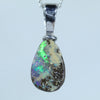 Natural Australian Boulder Opal Silver Pendant