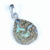 Australian Boulder Opal Silver Pendant with Silver Chain (14mm x 12mm) Code - Y297