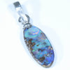 Australian Boulder Opal Silver Pendant with Silver Chain (15mm x 7mm) Code - Y294