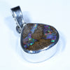 Australian Boulder Opal Silver Pendant with Silver Chain (9.5mm x 9.5mm) Code - Y320