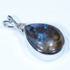 Australian Boulder Opal and Diamond Silver Pendant with Silver Chain (14mm x 10mm)  Code - Y338