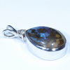 Australian Boulder Opal and Diamond Silver Pendant with Silver Chain (14mm x 10mm)  Code - Y338