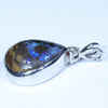 Australian Boulder Opal and Diamond Silver Pendant with Silver Chain (14mm x 10mm)  Code - Y338