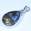 Australian Boulder Opal and Diamond Silver Pendant with Silver Chain (14mm x 10mm)  Code - Y338