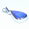 Australian Boulder Opal and Diamond Silver Pendant with Silver Chain (13mm x 9.5mm)  Code - Y316