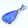 Australian Boulder Opal and Diamond Silver Pendant with Silver Chain (13mm x 9.5mm)  Code - Y316