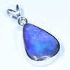 Australian Boulder Opal and Diamond Silver Pendant with Silver Chain (13mm x 9.5mm)  Code - Y316