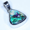 Australian Boulder Opal Silver Pendant with Silver Chain (9.5mm x 9.5mm) Code - Y321