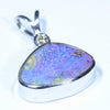 Australian Boulder Opal and Diamond Silver Pendant with Silver Chain (12mm x 9mm)  Code - Y306