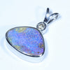 Australian Boulder Opal and Diamond Silver Pendant with Silver Chain (12mm x 9mm)  Code - Y306
