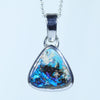 Natural Australian Boulder Opal Silver Pendant