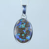 Natural Australian Boulder Opal Matrix Silver Pendant