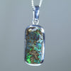 Natural Australian Boulder Opal Silver Pendant