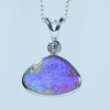 Natural Australian Boulder Opal Silver and Diamond Pendant 