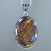 Natural Australian Boulder Opal Matrix Silver Pendant