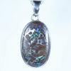 Natural Australian Boulder Opal Matrix Silver Pendant